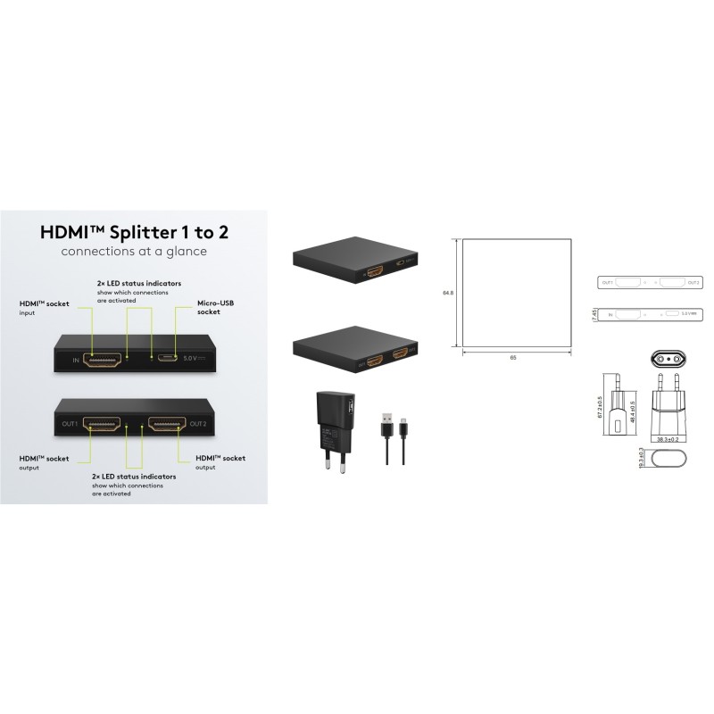 SPLITTER HDMI 1 ENTRADA 2 SALIDAS 4K@30H