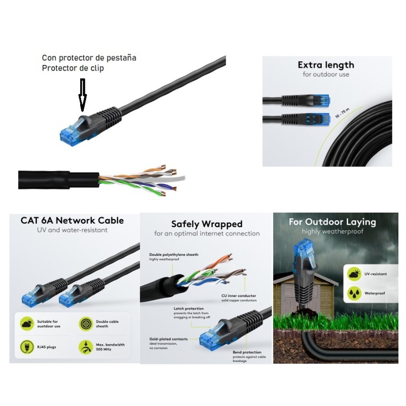 CABLE UTP CAT6A RJ45 M-M 60M EXTERIOR NE