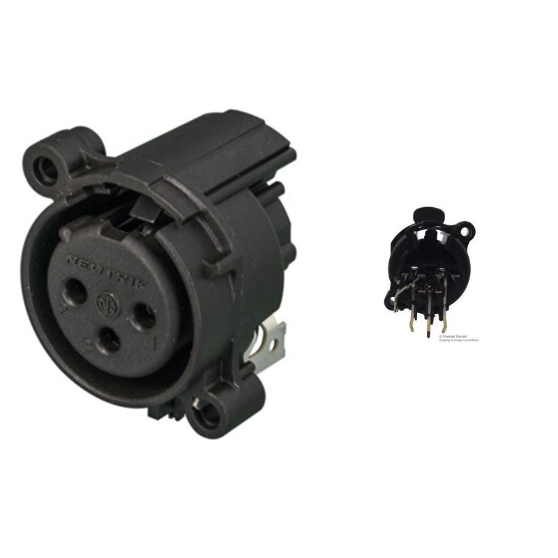 CONECTOR XLR3 HEMBRA C/I CODO NEUTRIK UL