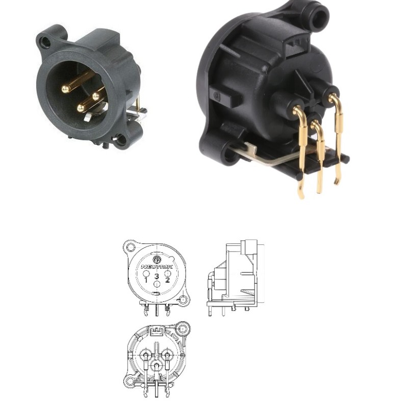 CONECTOR XLR3 MACHO C/I CODO NEUTRIK