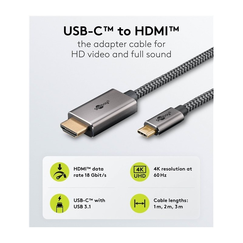 CABLE USB C M-HDMI M 3M 4K60Hz NYLON