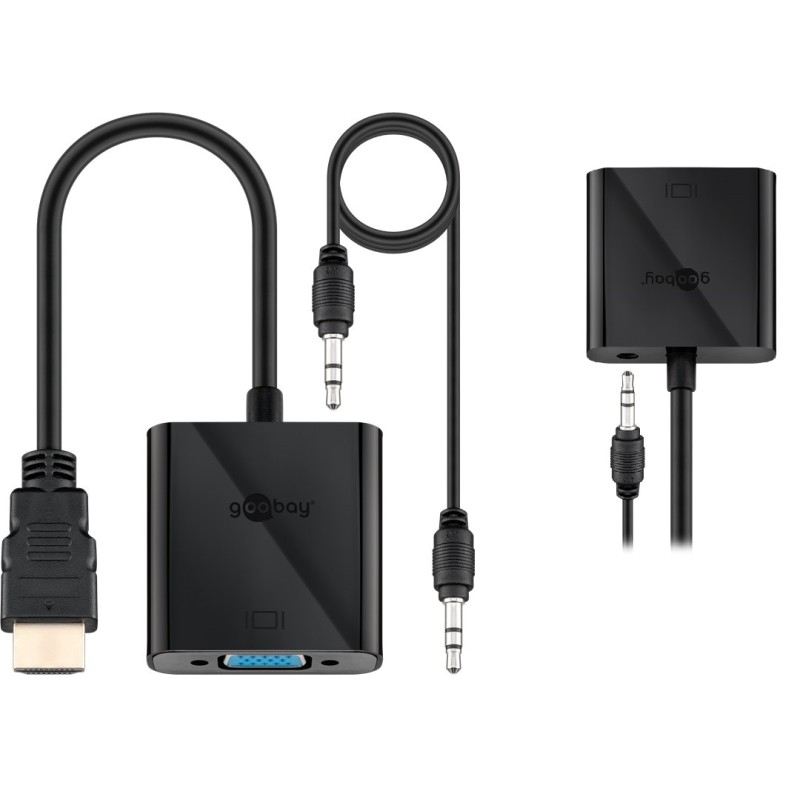ADAPTADOR HDMI M a VGA H+AUDIO 15cm NEGR