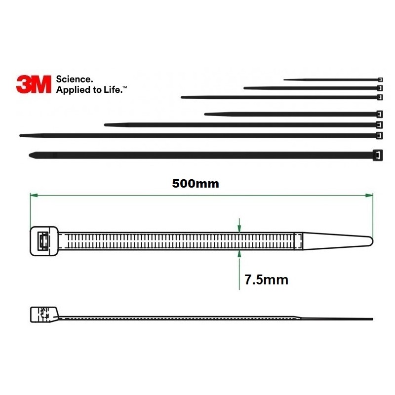 BRIDA 3M 7,5x500 EXTERIOR NEGRA MARCA 3M