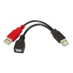 CABLE 2xUSB A/M-A/H 0,15MTS NEGRO