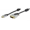 CABLE HDMI M-DVI-D 18+1 M 15MTS ORO GRIS