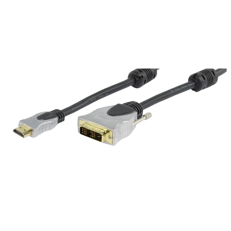 CABLE HDMI M-DVI-D 18+1 M 20MTS ORO GRIS