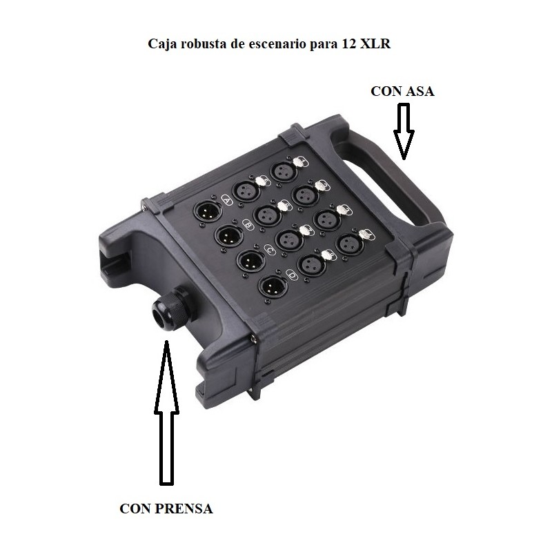 CAJA ESCENARIO 12 XLR CON ASA Y PRENSAES