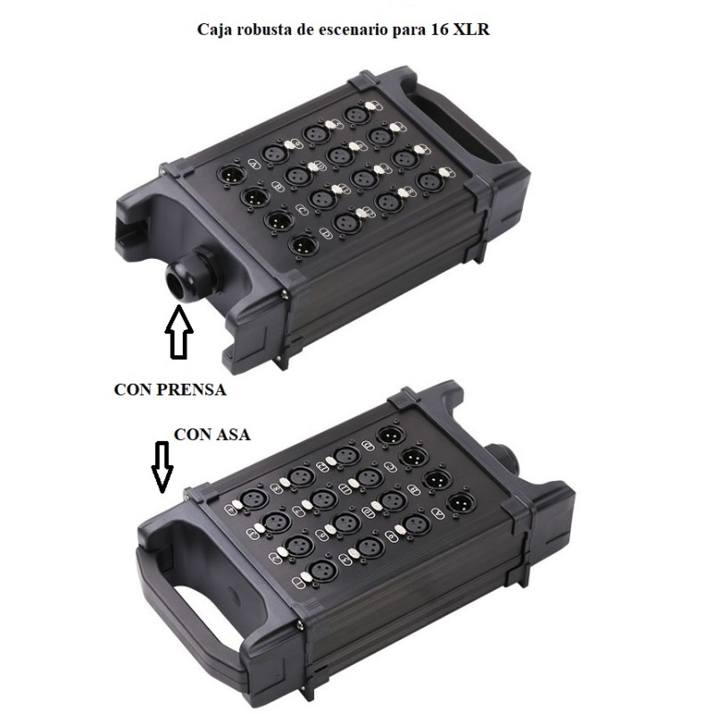 CAJA ESCENARIO 16 XLR CON ASA Y PRENSAES