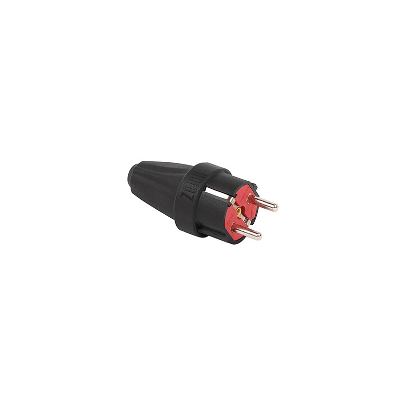 CONECTOR SCHUKO MACHO GOMA NEGRO RECTO