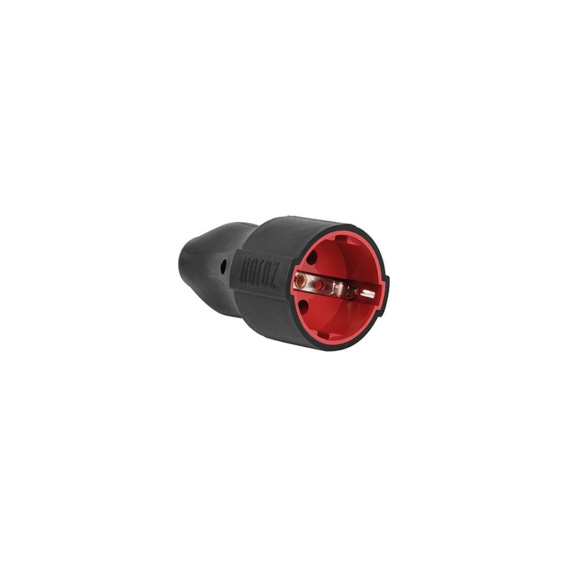 CONECTOR SCHUKO HEMBRA GOMA NEGRO RECTO