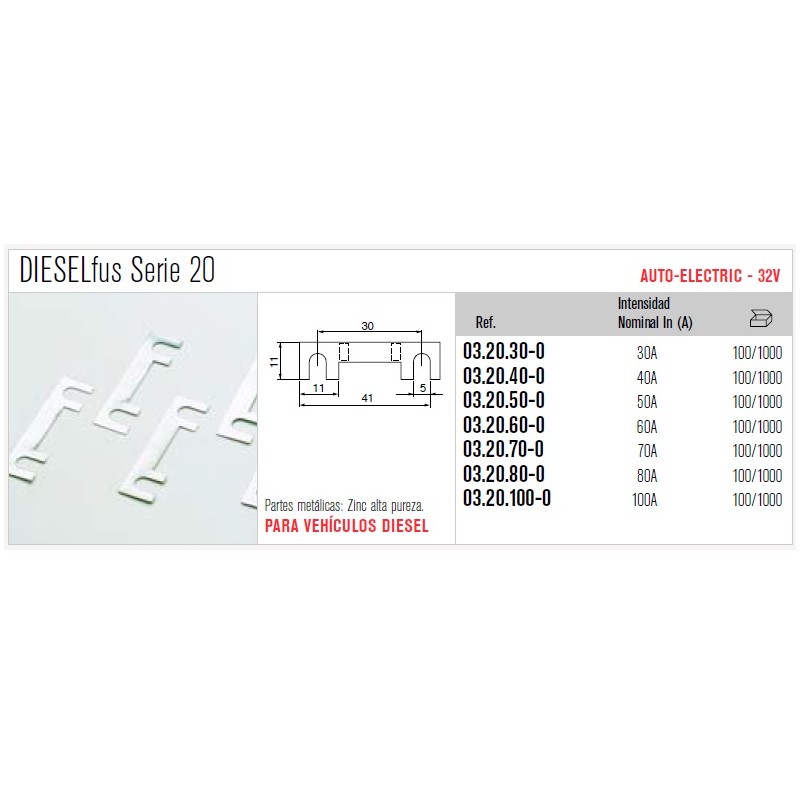 Fusible 60A 32V Diesel fus serie 20 60A