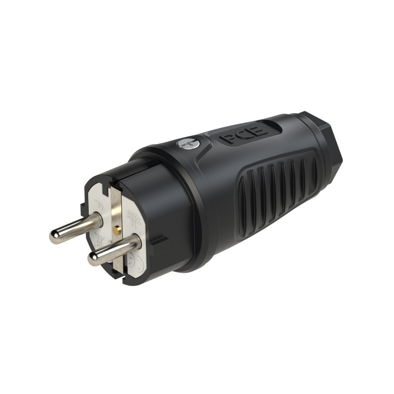 CONECTOR SCHUKO MACHO GOMA NEGRO PCE