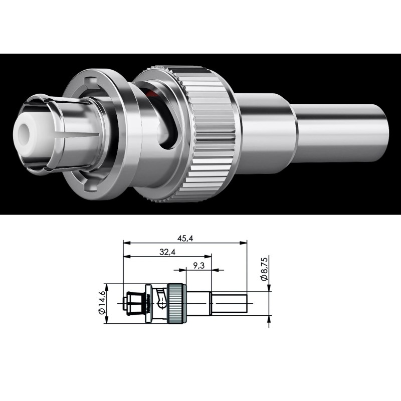 CONECTOR SHV-BNC MACHO RG316 RECTO 0.3Gh