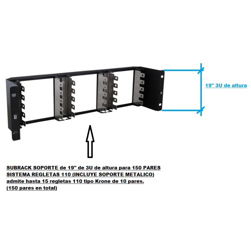 SUBRACK 19" x 3U x 150 PARES+SOPORTE 110
