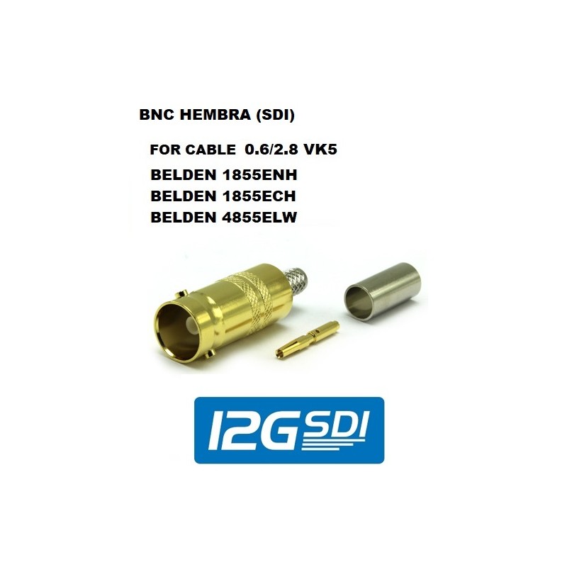 CONECTOR BNC HEMBRA 0.6/2.8 HD 12G GOLD
