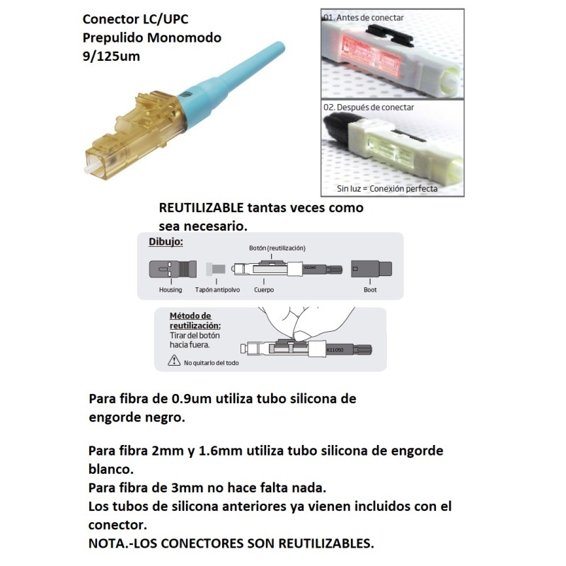 CONECTOR F.OPTICA SM LC/PC SM PREPULIDO