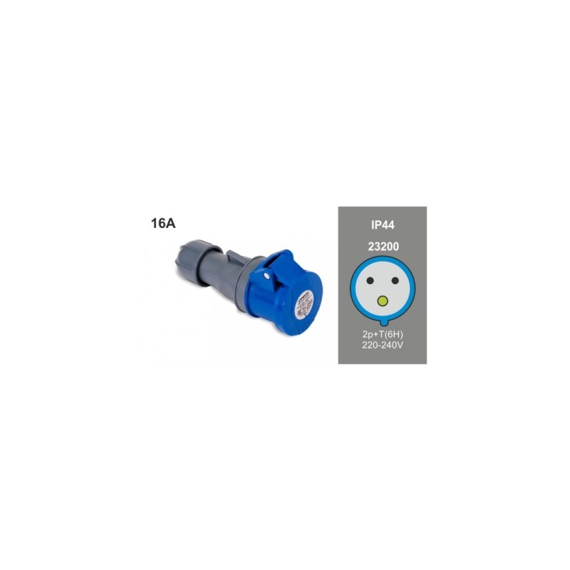 CETAC 2P+T 16A HEMBRA AEREO IP44 FAMATEL