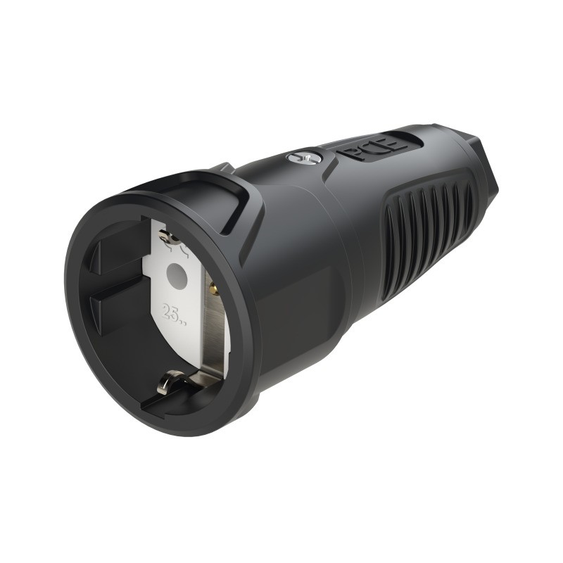 CONECTOR SCHUKO HEMBRA GOMA NEGRO PCE