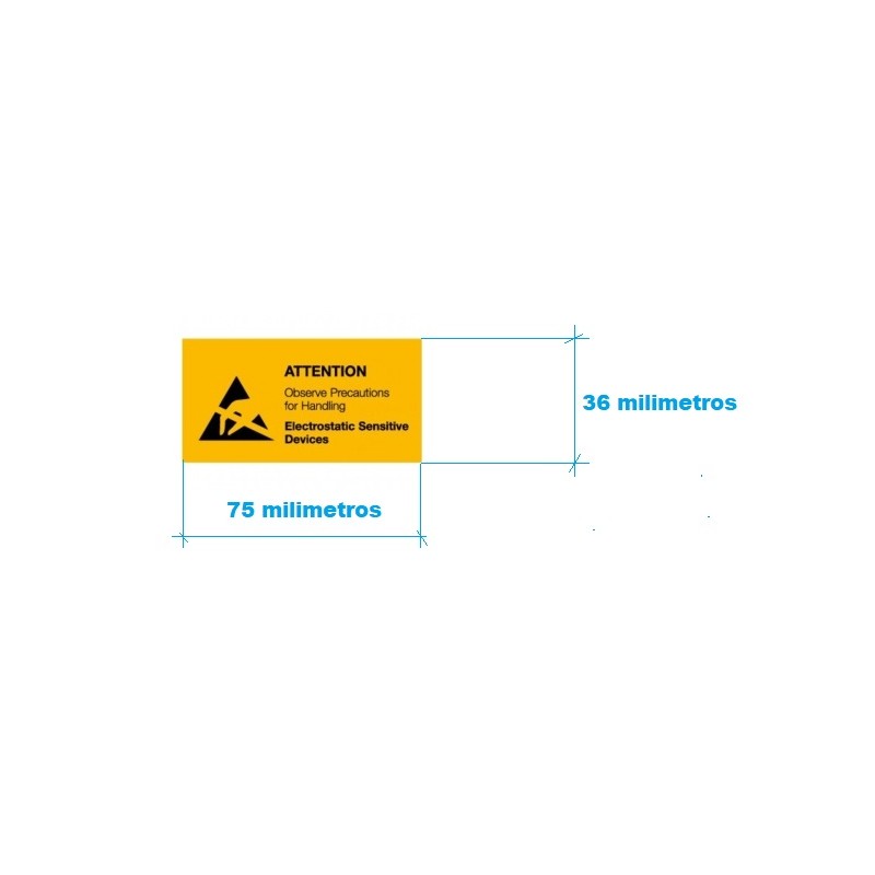 ETIQUETA CAUTION ESD 36X75mm ROLLO 1000u