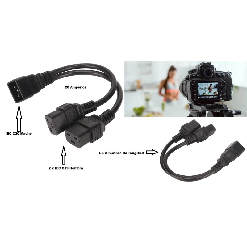 CABLE ALIMENTACION 2xC19 H-C20 M 3M NEGR