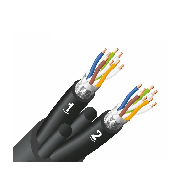 CABLE 2XSFTP CAT6 GOMA ACRILICA NEGRA