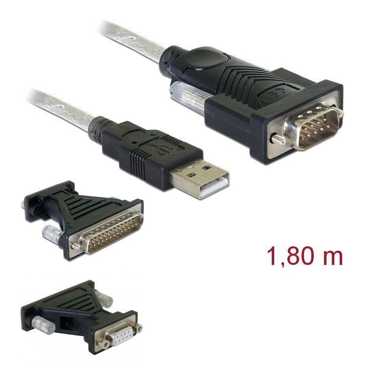 CABLE USB M-DB9 SERIE RS232 M+DB25M 1,5M