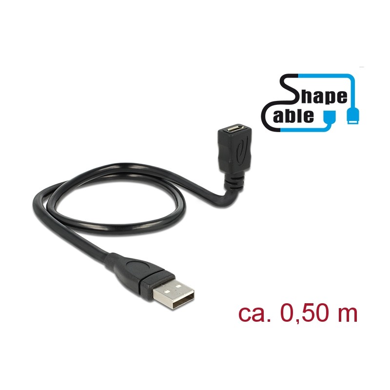 CABLE USB A 2.0 M-H 0,50MTS NEGRO
