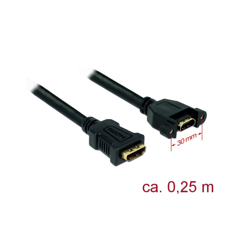 CABLE HDMI M-H PANEL CON TORNILLOS 0,25M