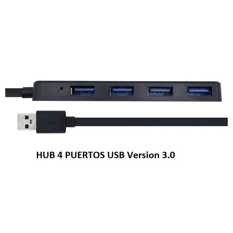 HUB USB 4 PUERTOS Version 3.0 NEGRO 30cm