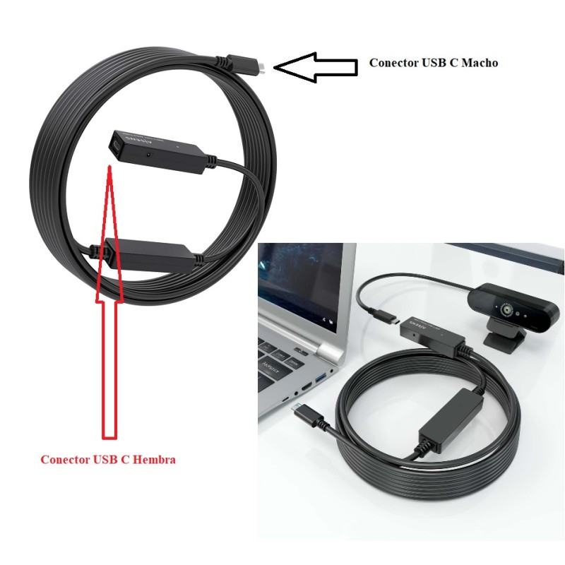 CABLE USB 3.2 TIPO C H-USB C M 10M AMPLI