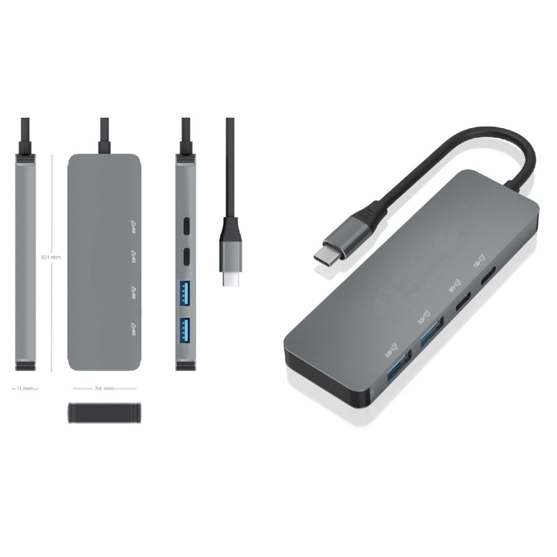 ADAPTADOR USB C M-2xUSB C+2xUSB A 15cm