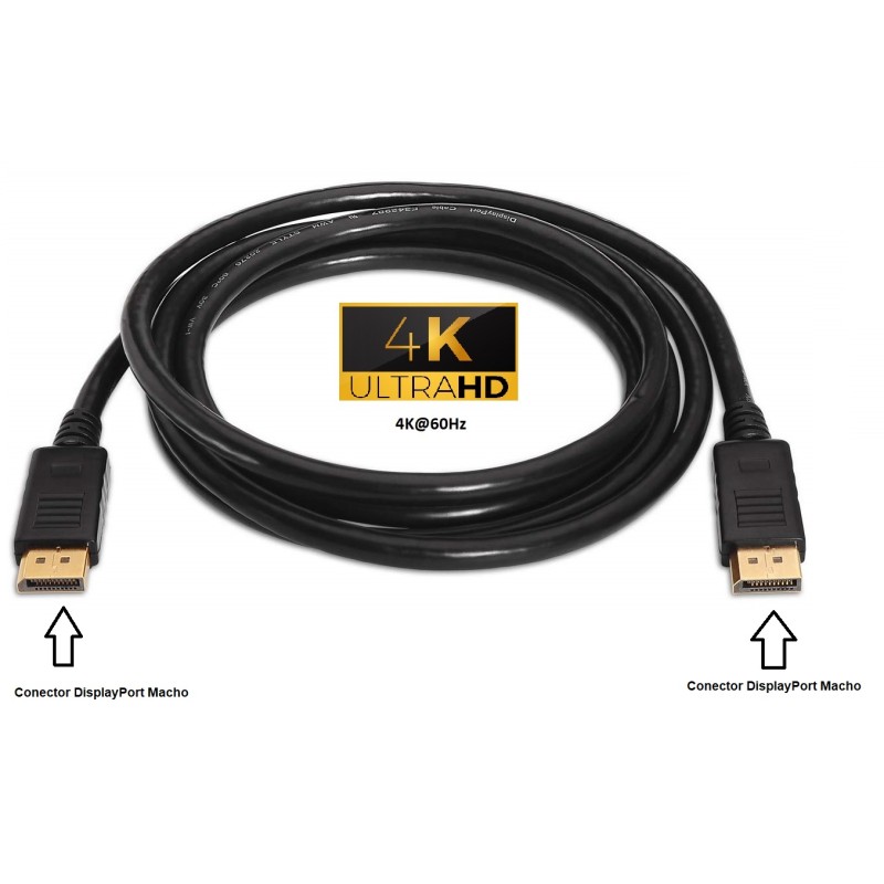 CABLE DISPLAYPORT M-M 4K V.1.2 2M NEGRO