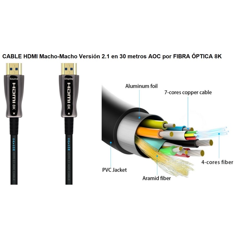 CABLE HDMI M-M V.2.1 30M FIBRA OPTICA 8K