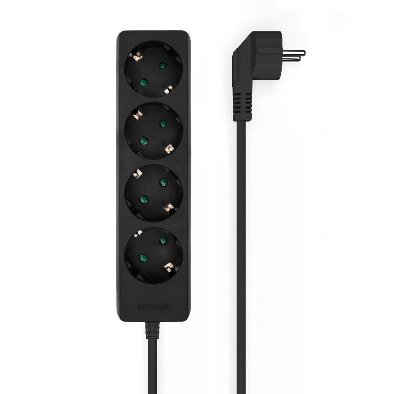 REGLETA 4 TOMAS SCHUKO SININT NEGRA 1,4M
