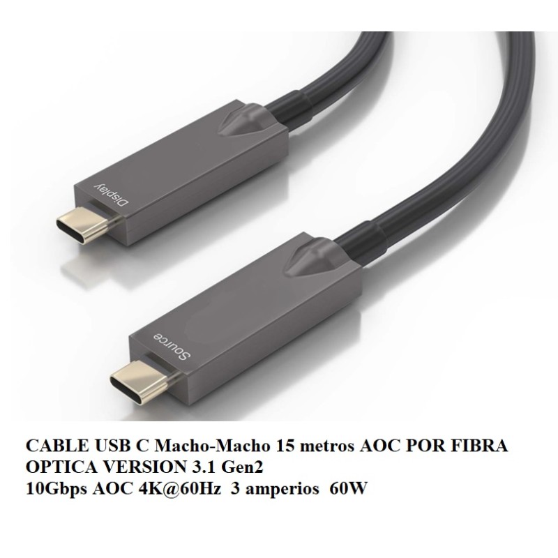CABLE USB C M-M 15M 10Gb 60W 4K@60Hz