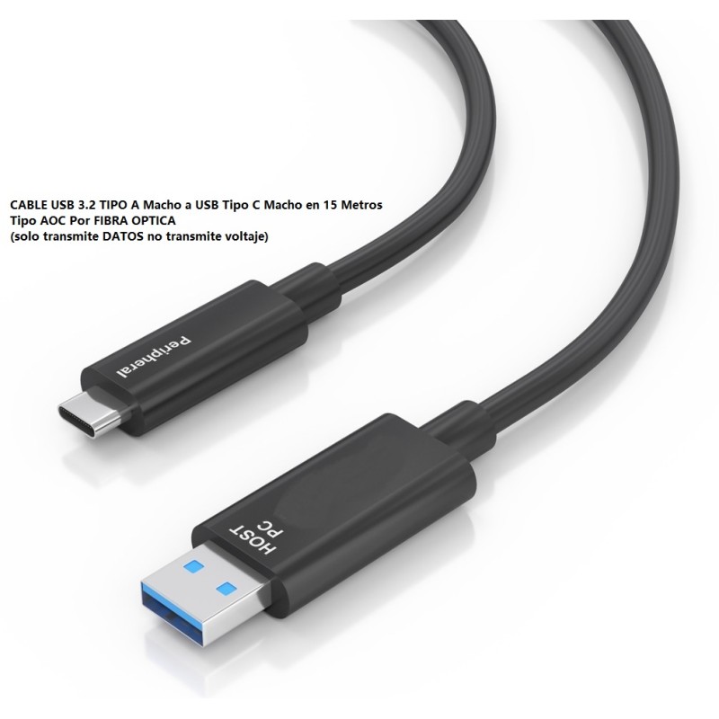 CABLE USB 3.2 A M-USB C M 15M AOC FIBRA