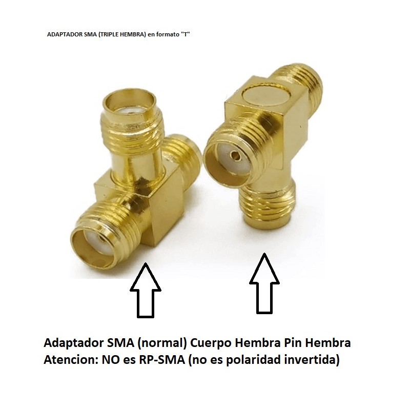 ADAPTADOR SMA TRIPLE H DORADO