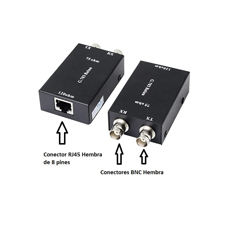BALUN 2xBNC H-RJ45H FTP AEREO (G703)NEGR