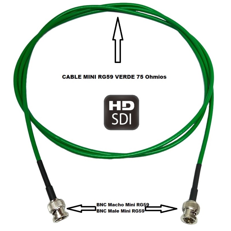CABLE BNC M-M MINI RG59 10M 75Ohm VERDE