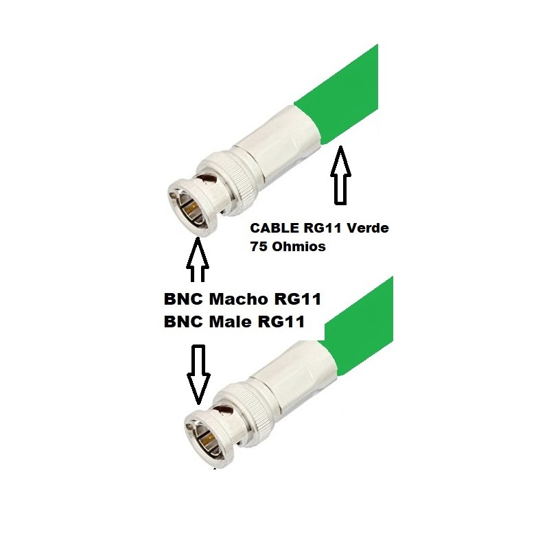 CABLE BNC M-M RG11 20M 75Ohm VERDE