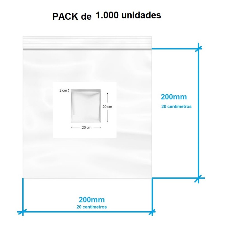 BOLSA CIERRE ZIP 200X200mm TRANSPARENTE
