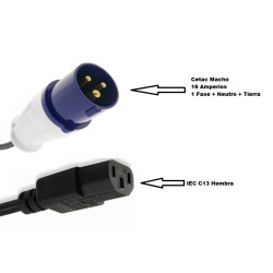 CABLE CETAC 3P 16A M-C13 H...