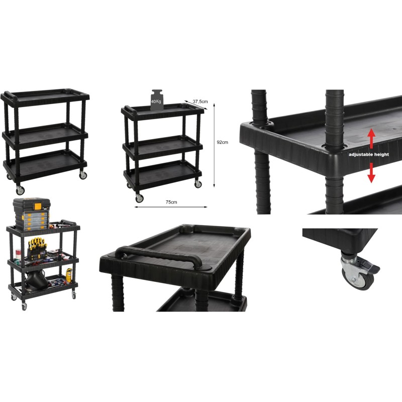 CARRO HERRAMIENTAS TALLER PLASTICO NEGRO