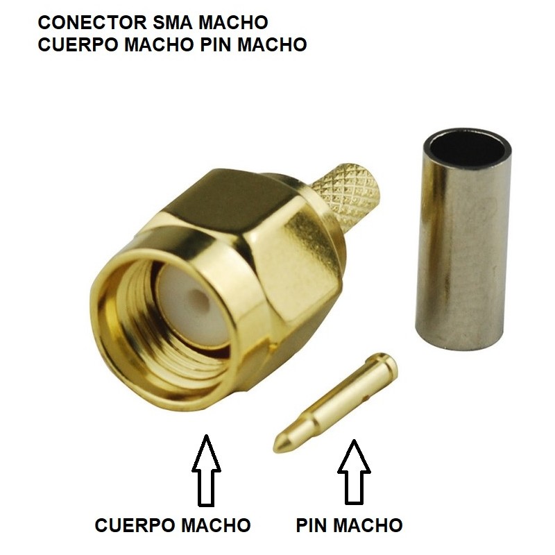 CONECTOR SMA MACHO RG174 LMR100 CRIMPAR