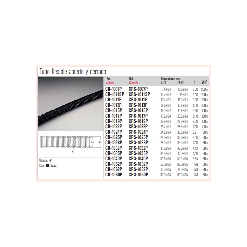 TUBO FLEXIBLE ABIERTO 32mm NEGRO