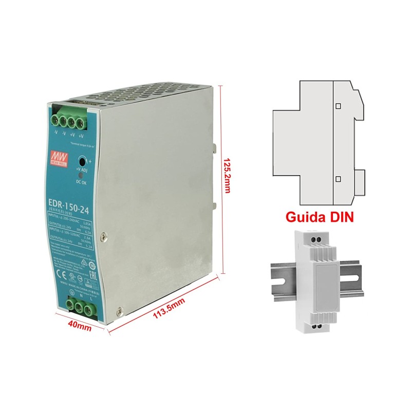 ALIMENTADOR CARRIL DIN220V-24V 3,5A 156W