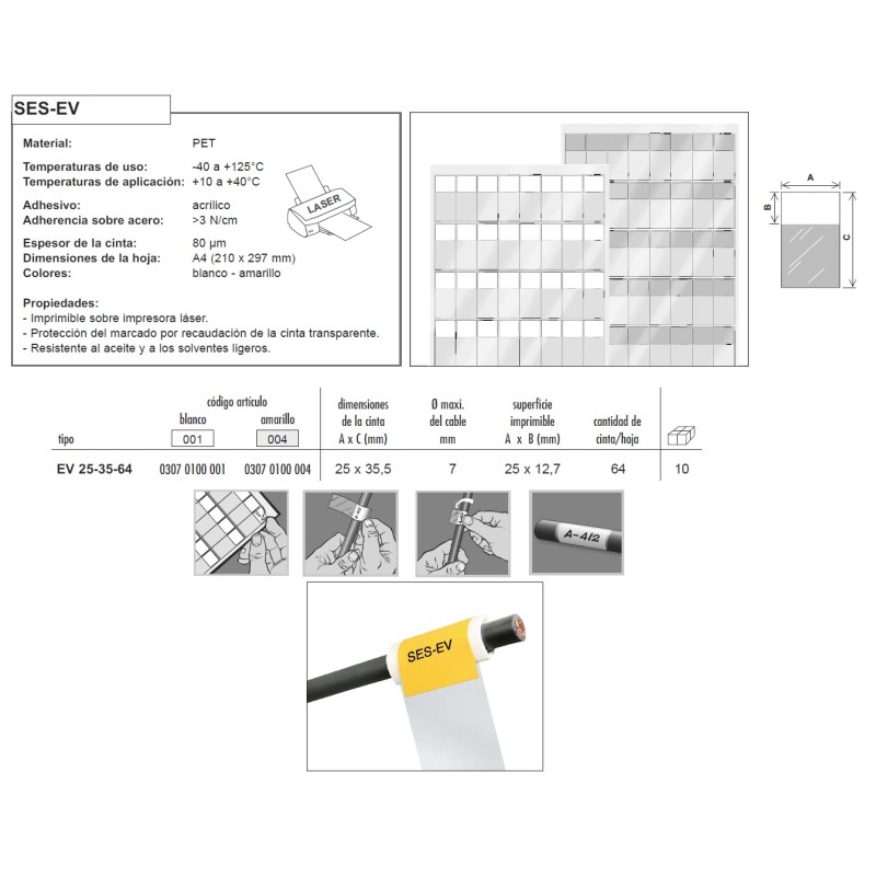 LAMINA A4 ETIQUETA 2,3x1,2-3,2x2,4 64u/