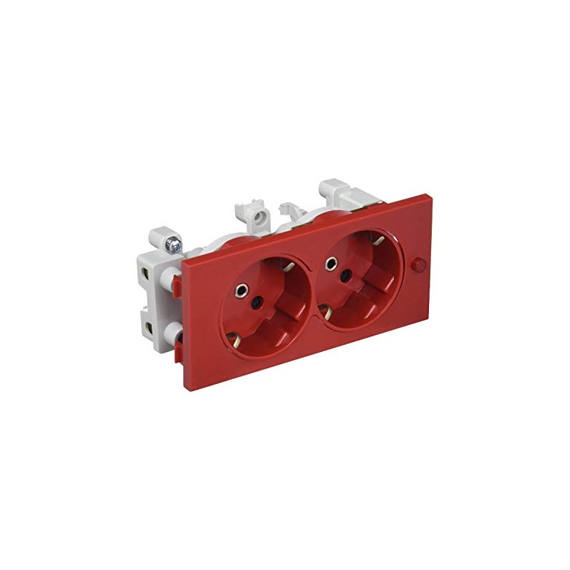SCHUKO DOBLE CON PILOTO-PROTECCION ROJO