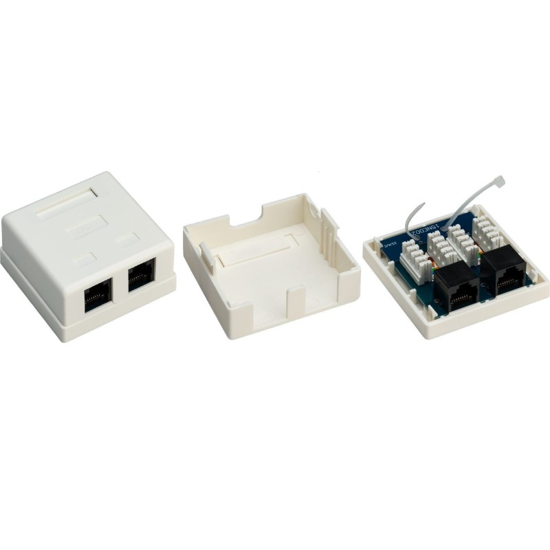 ROSETA SUPERFICIE 2xRJ45 UTP CAT6 LATERA