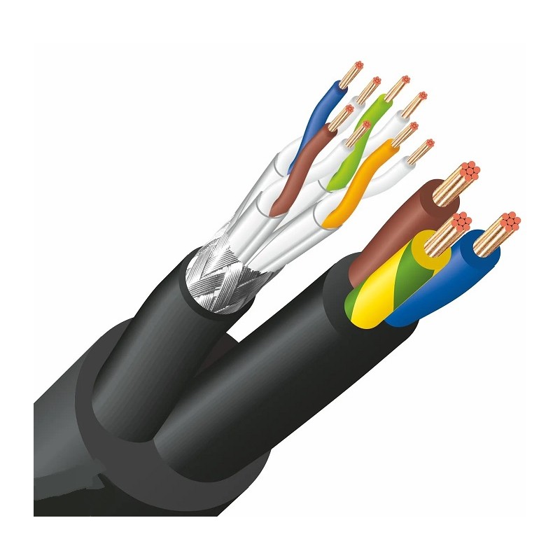 CABLE SFTP CAT7 FLEXIBLE+3x2,5 GOMA NEGR